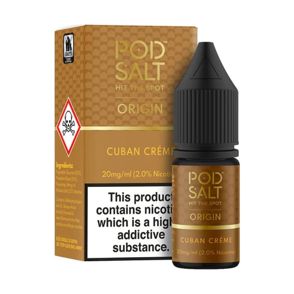  Cuban Creme / 10mg Pod Salt Origin Nic Salts e liquids 10ml Box of 5