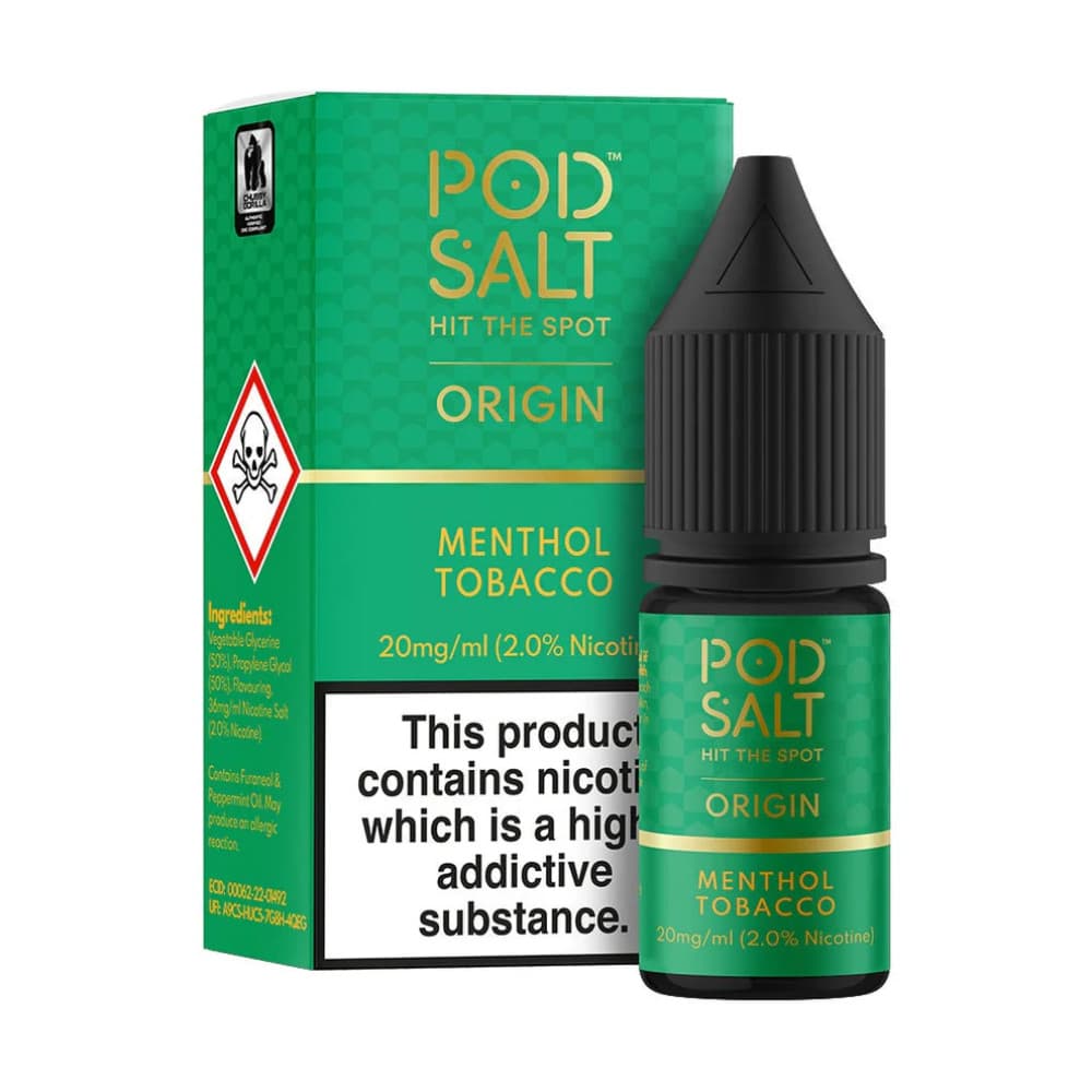  Menthol Tobacco / 10mg Pod Salt Origin Nic Salts e liquids 10ml Box of 5