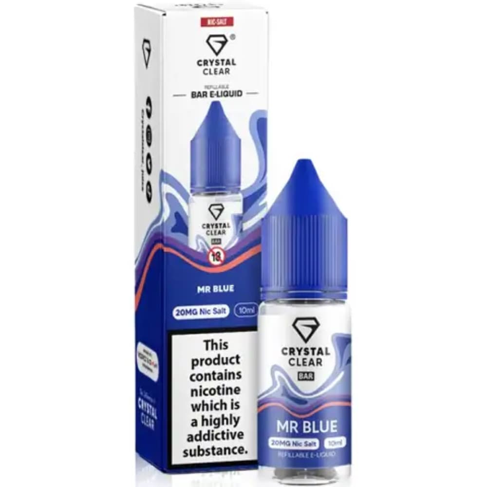  Mr Blue / 10mg Crystal Clear Nic Salts e liquids 10ml Box of 10