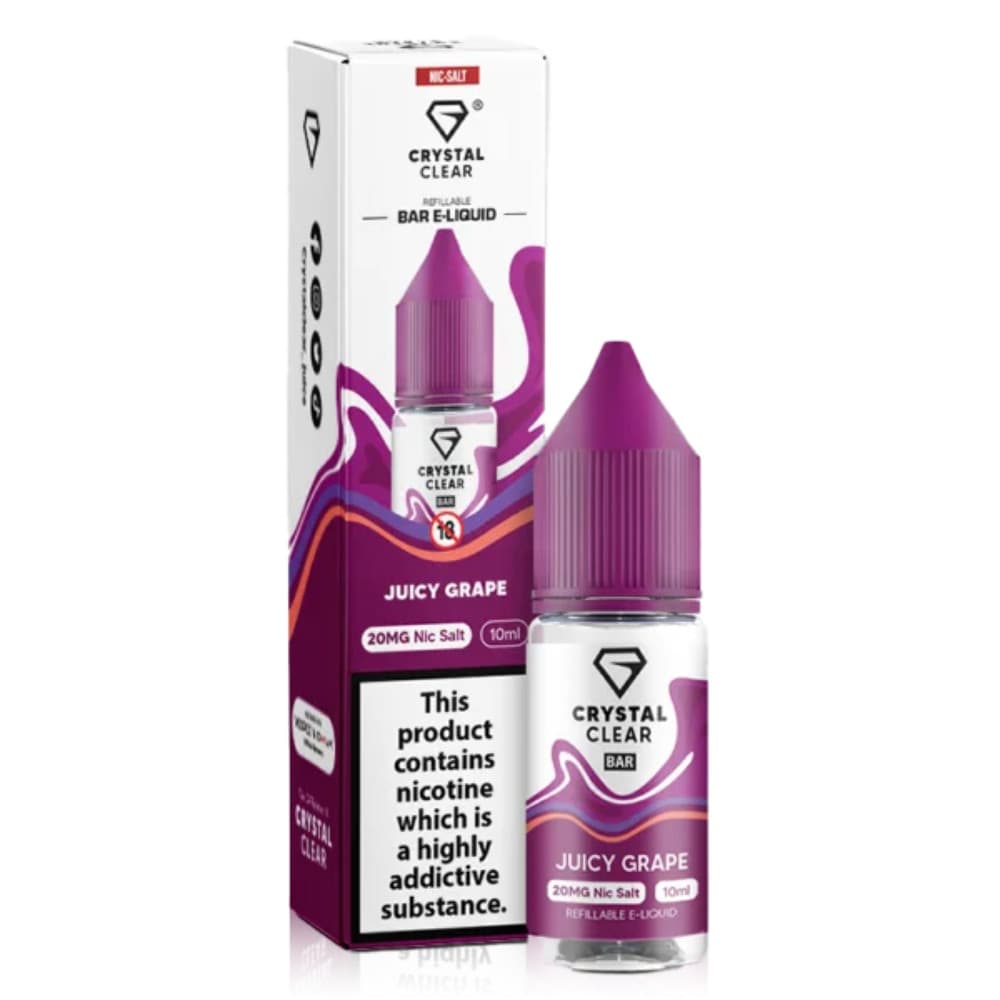  Juicy Grape / 20mg Crystal Clear Nic Salts e liquids 10ml Box of 10