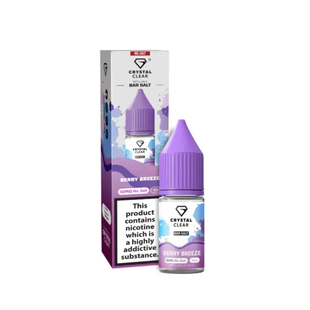 Berry Breeze / 10mg Crystal Clear Nic Salts e liquids 10ml Box of 10