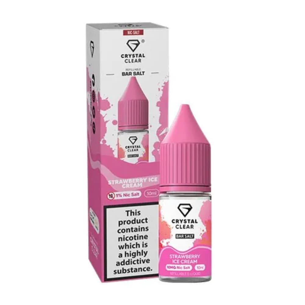  Strawberry Ice Cream / 20mg Crystal Clear Nic Salts e liquids 10ml Box of 10