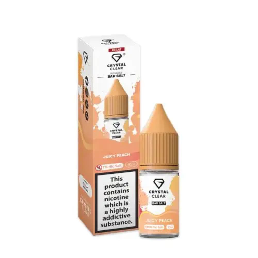  Juicy Peach / 20mg Crystal Clear Nic Salts e liquids 10ml Box of 10