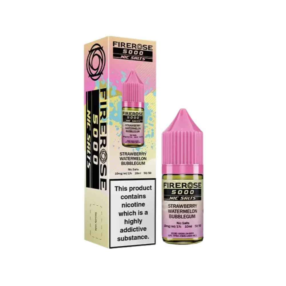  Strawberry Watermelon Bubblegum / 20mg Firerose 5000 Nic Salts e liquids 10ml Box of 10