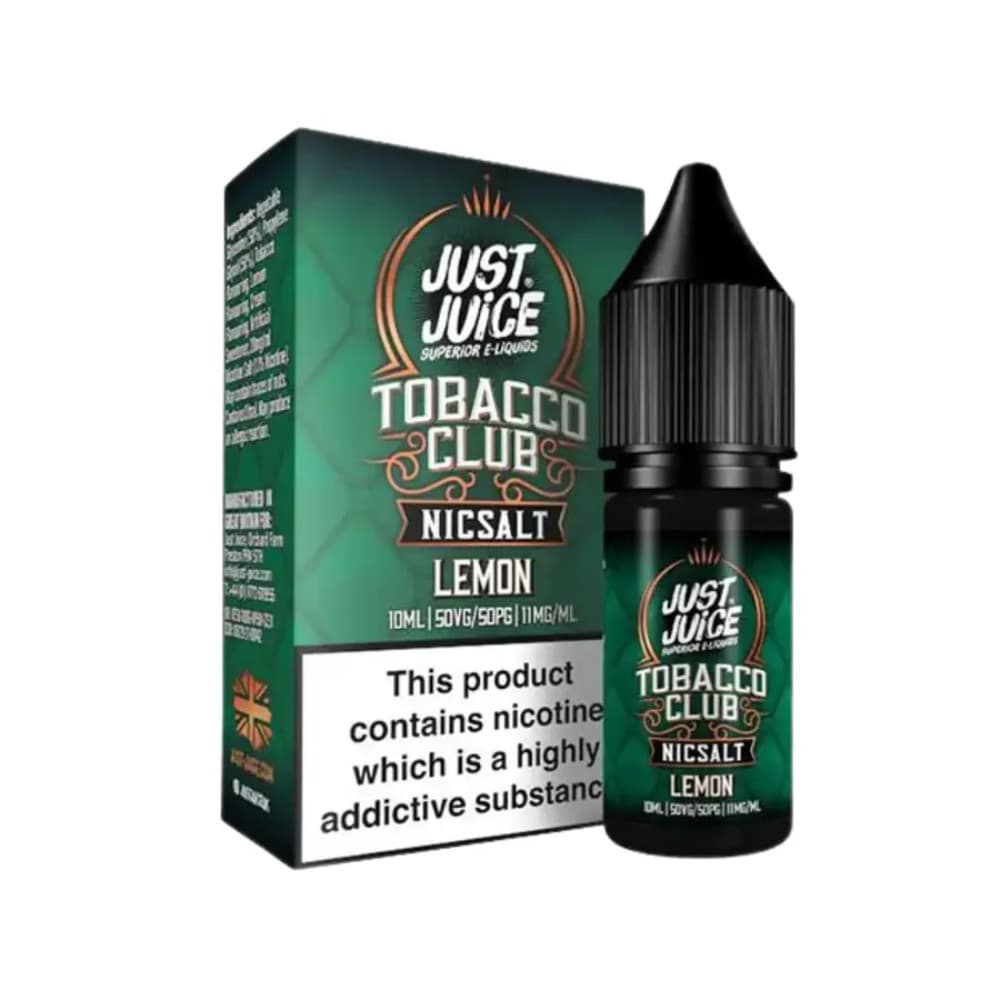  Lemon Tobacco / 20mg Just Juice Tobacco Club Nic Salts e liquids 10ml Box of 5