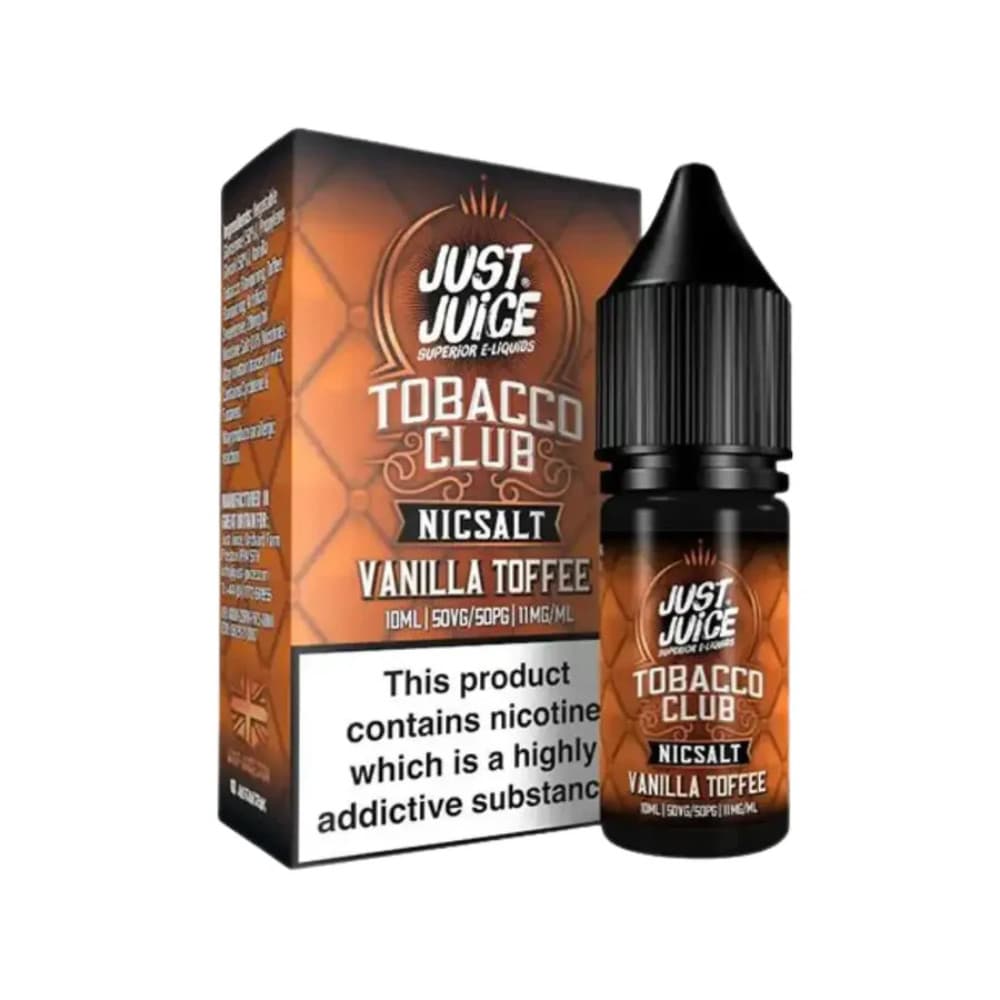  Vanilla Toffee Tobacco / 20mg Just Juice Tobacco Club Nic Salts e liquids 10ml Box of 5