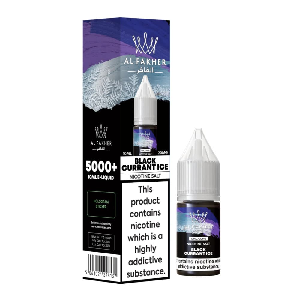 Blackcurrant Ice / 10mg Al Fakher Nic Salts e liquids 10ml Box of 10