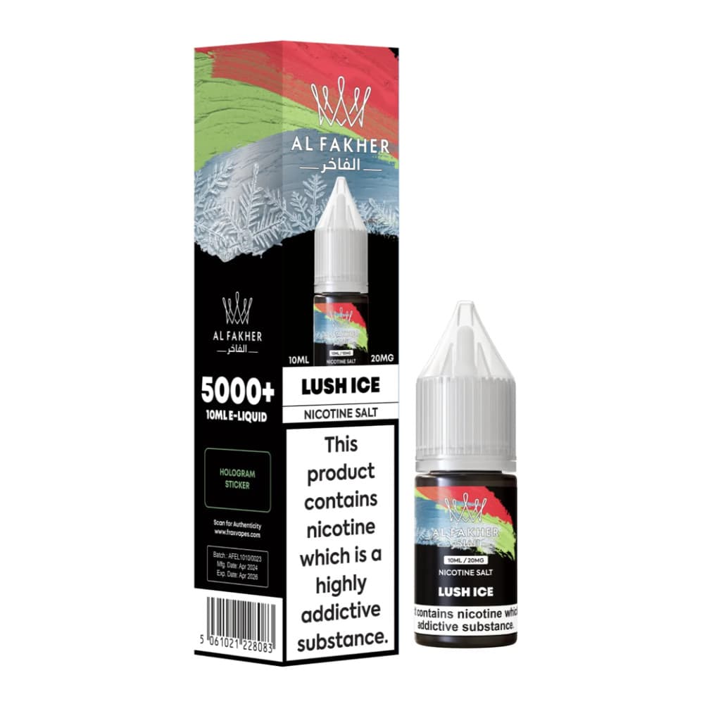  Lush Ice / 10mg Al Fakher Nic Salts e liquids 10ml Box of 10