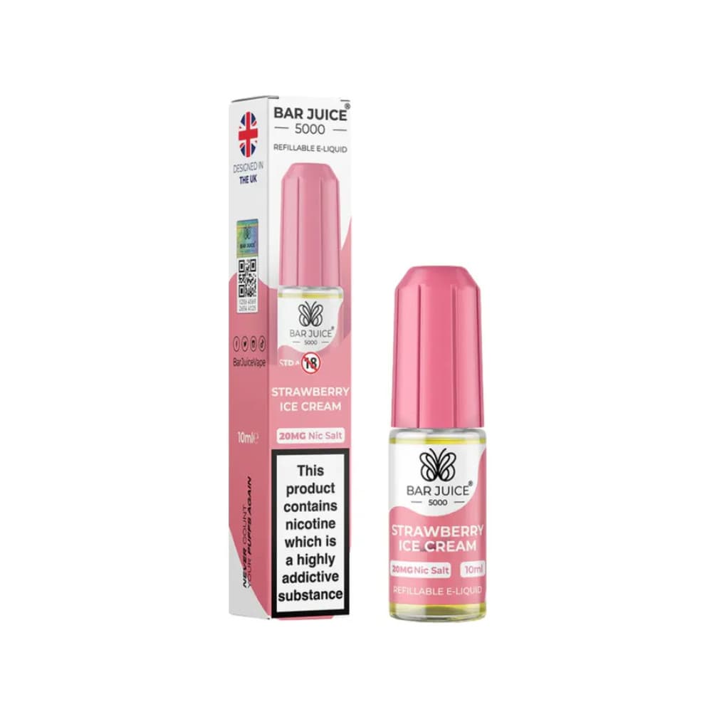  Strawberry Ice Cream / 10mg Bar Juice 5000 Nic Salts E-Liquids 10ml Box of 10
