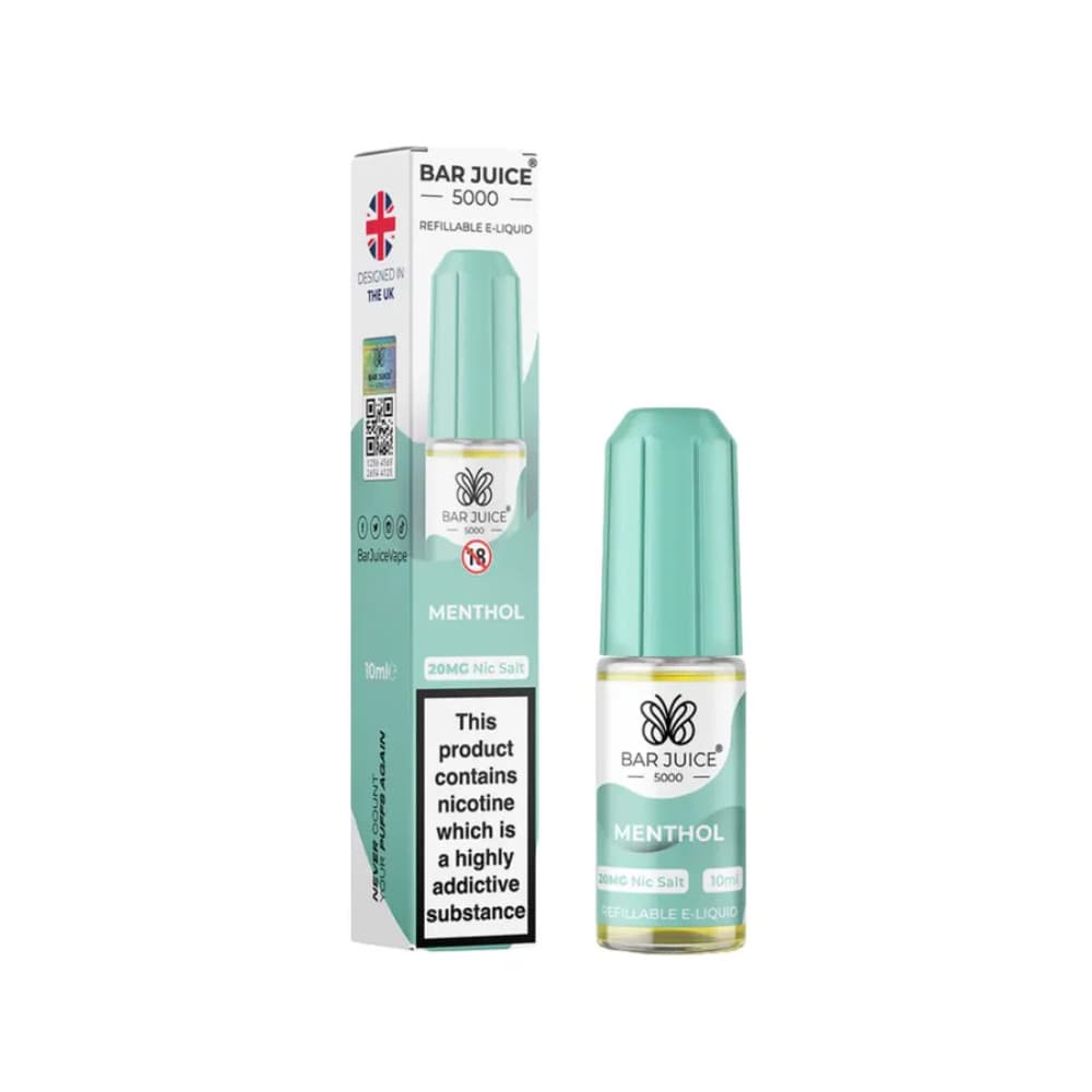  Menthol / 20mg Bar Juice 5000 Nic Salts E-Liquids 10ml Box of 10