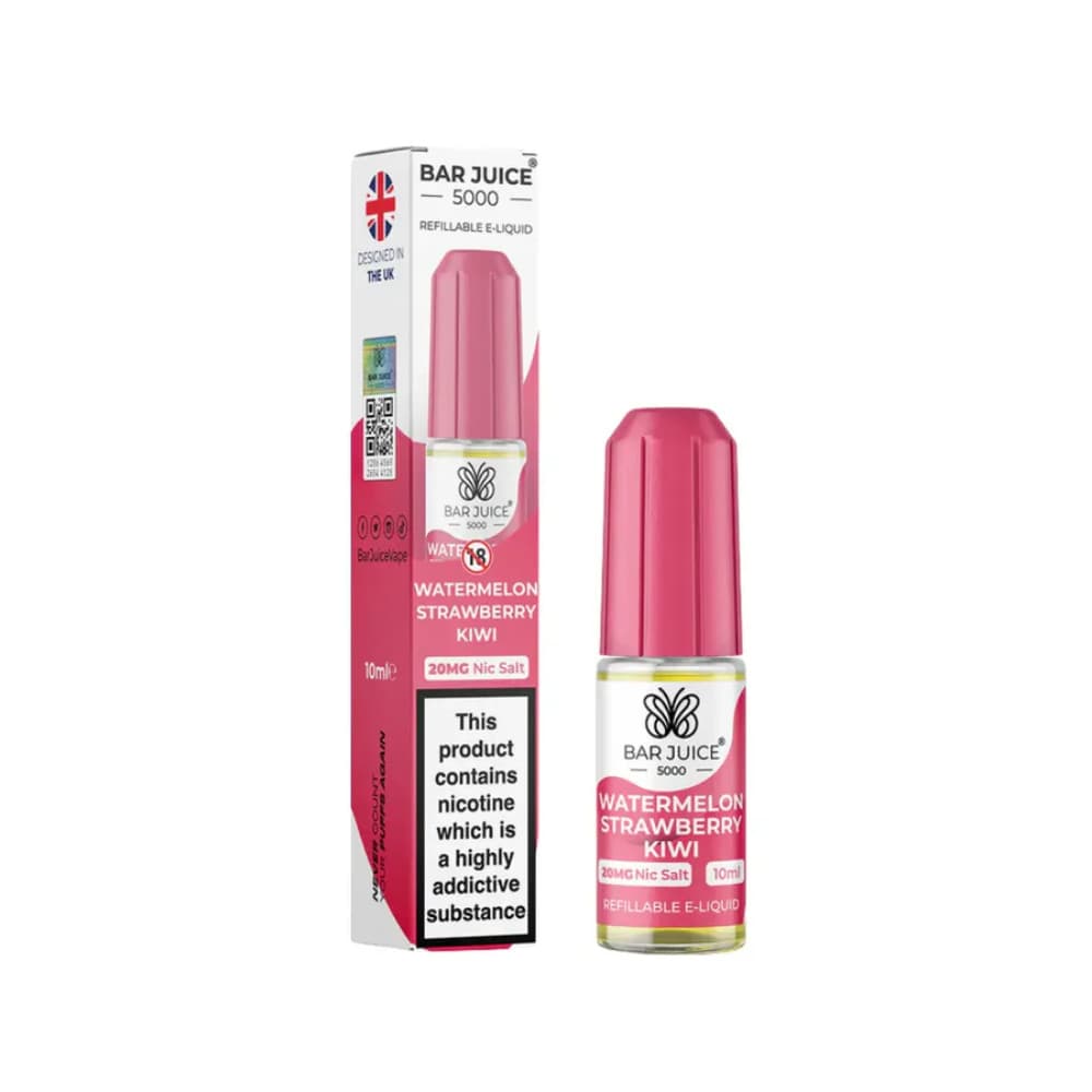  Watermelon Strawberry & Kiwi / 20mg Bar Juice 5000 Nic Salts E-Liquids 10ml Box of 10