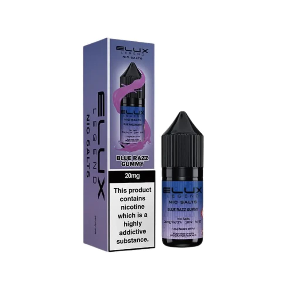  Blue Razz Gummy / 20mg Elux Legend Nic Salts E-Liquids 10ml Box of 10