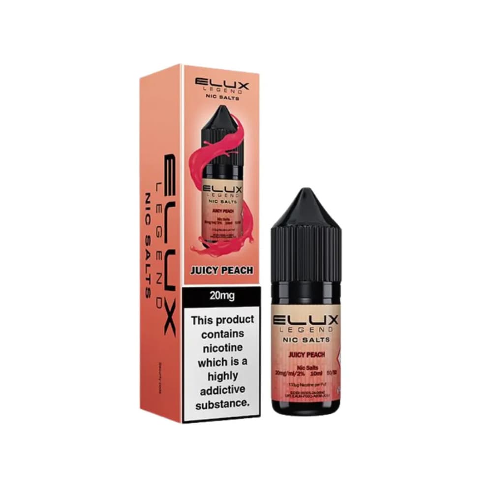  Juicy Peach / 20mg Elux Legend Nic Salts E-Liquids 10ml Box of 10