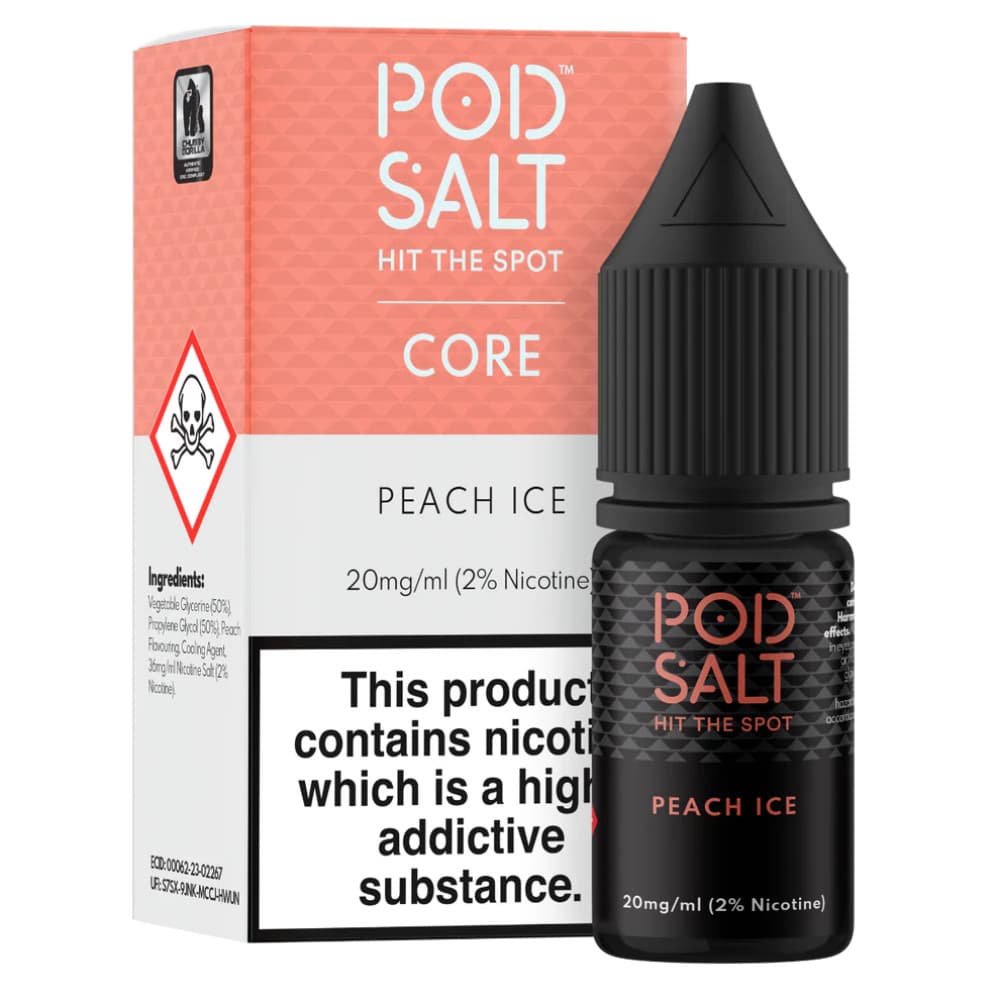  Peach Ice / 11mg Pod Salt Core Nic Salts e liquids 10ml Box of 5