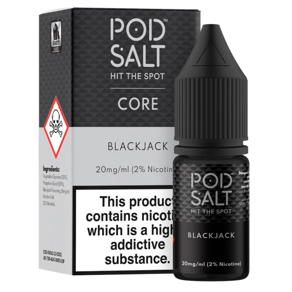  Black Jack / 20mg Pod Salt Core Nic Salts e liquids 10ml Box of 5