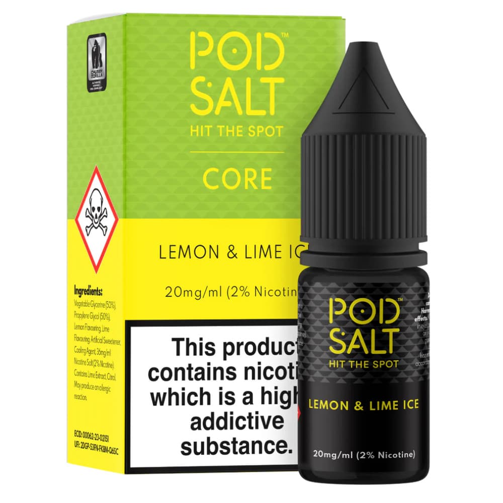  Lemon & Lime Ice / 11mg Pod Salt Core Nic Salts e liquids 10ml Box of 5