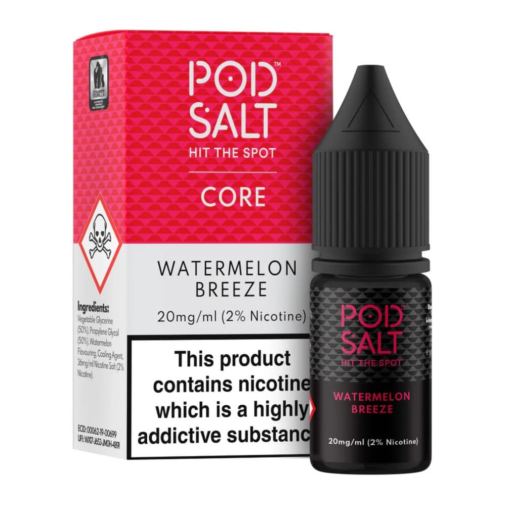  Watermelon Breeze / 20mg Pod Salt Core Nic Salts e liquids 10ml Box of 5