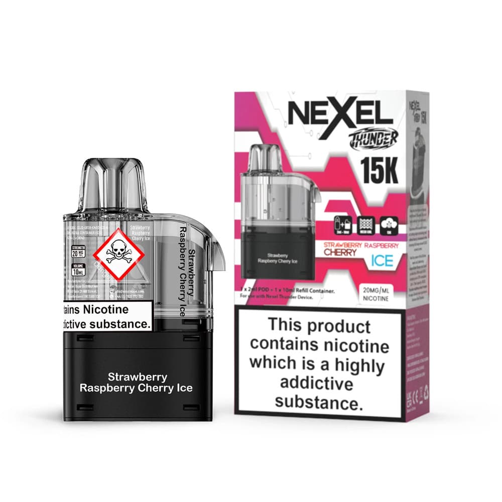  Strawberry Raspberry Cherry Ice Nexel Thunder 15k Pods Pack of 10