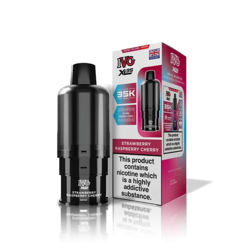  Strawberry Raspberry Cherry Ice IVG XL 35k Prefilled Pods Pack of 5