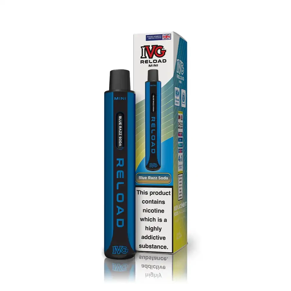  Blue Razz Soda IVG Reload Mini 600 Vape Kit Box of 10