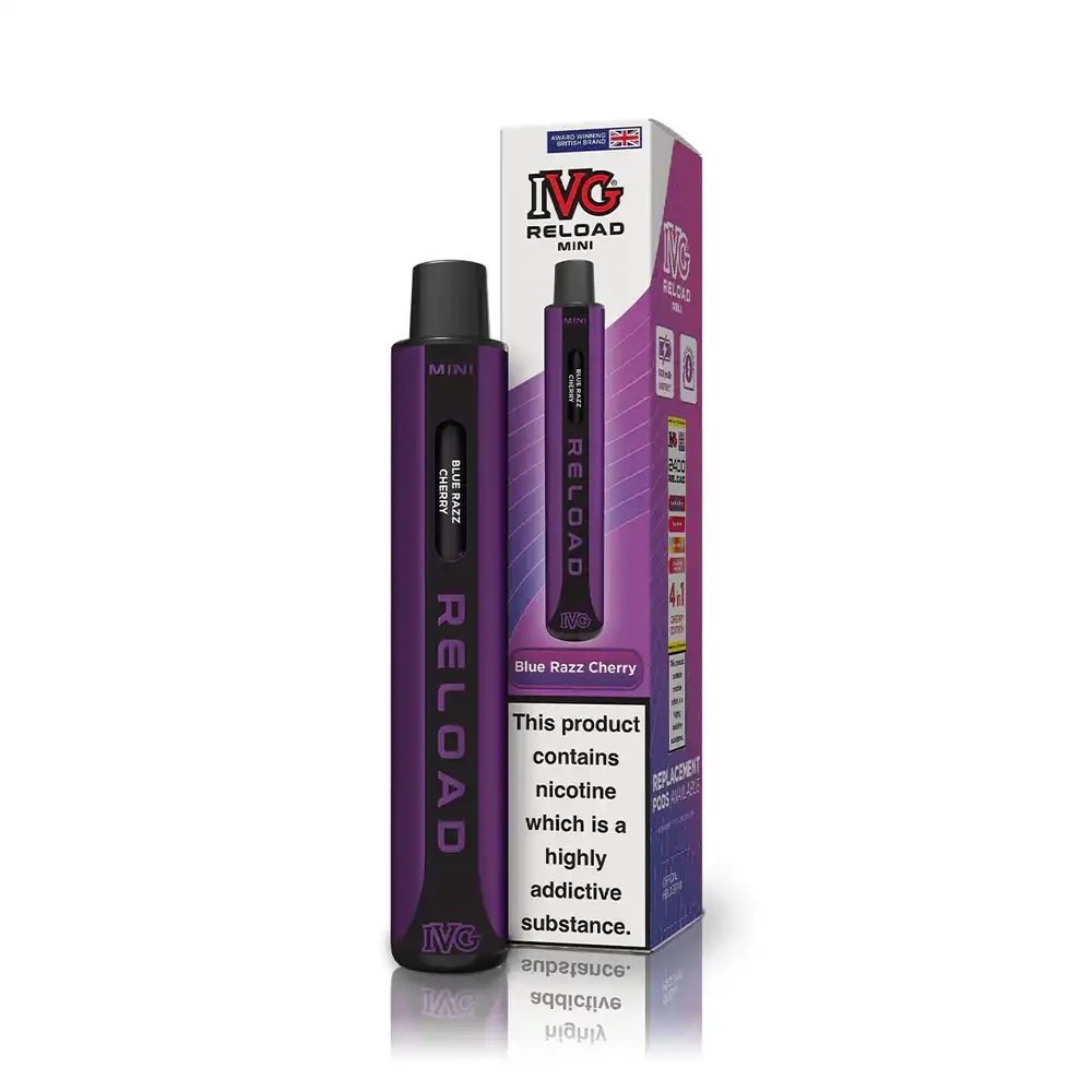  Blue Razz Cherry IVG Reload Mini 600 Vape Kit Box of 10