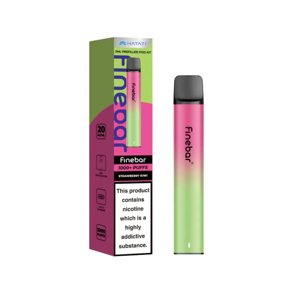  Strawberry Kiwi Hayati Finebar Prefilled Vape Kit Box of 10