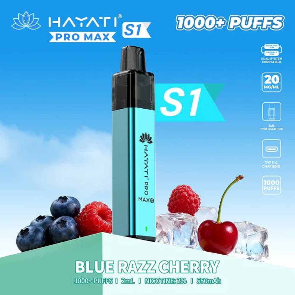  Blue Razz Cherry Hayati Pro Max S1 Vape Kit Box of 10