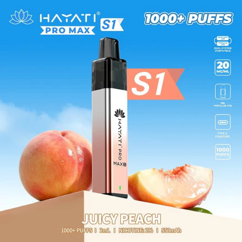  Juicy Peach Hayati Pro Max S1 Vape Kit Box of 10