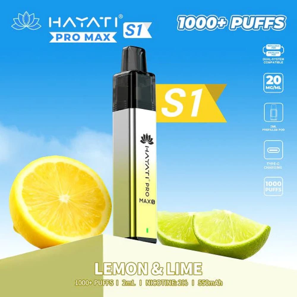  Lemon Lime Hayati Pro Max S1 Vape Kit Box of 10