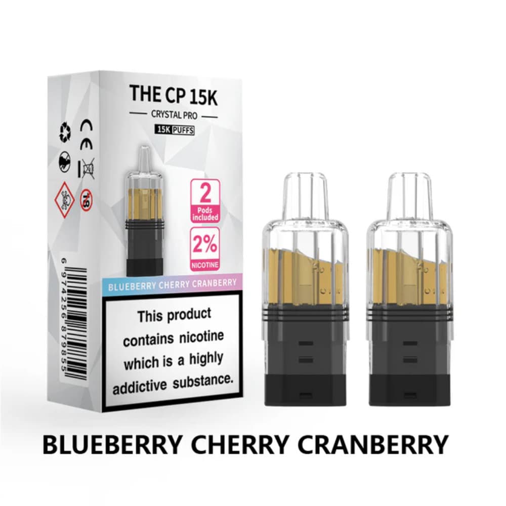  Blueberry Cherry Cranberry Crystal Pro CP 15k Prefilled Pods Pack of 5
