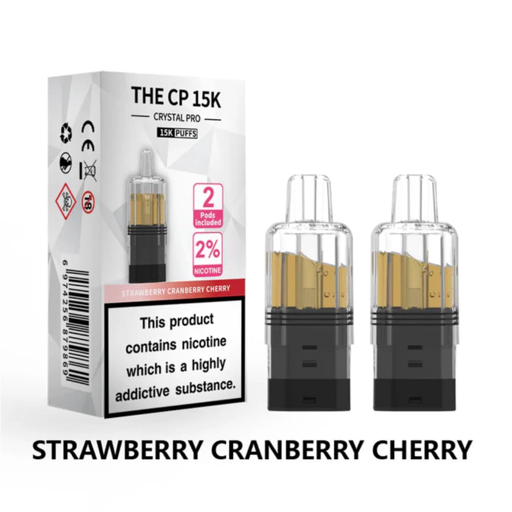  Strawberry Cranberry Cherry Crystal Pro CP 15k Prefilled Pods Pack of 5