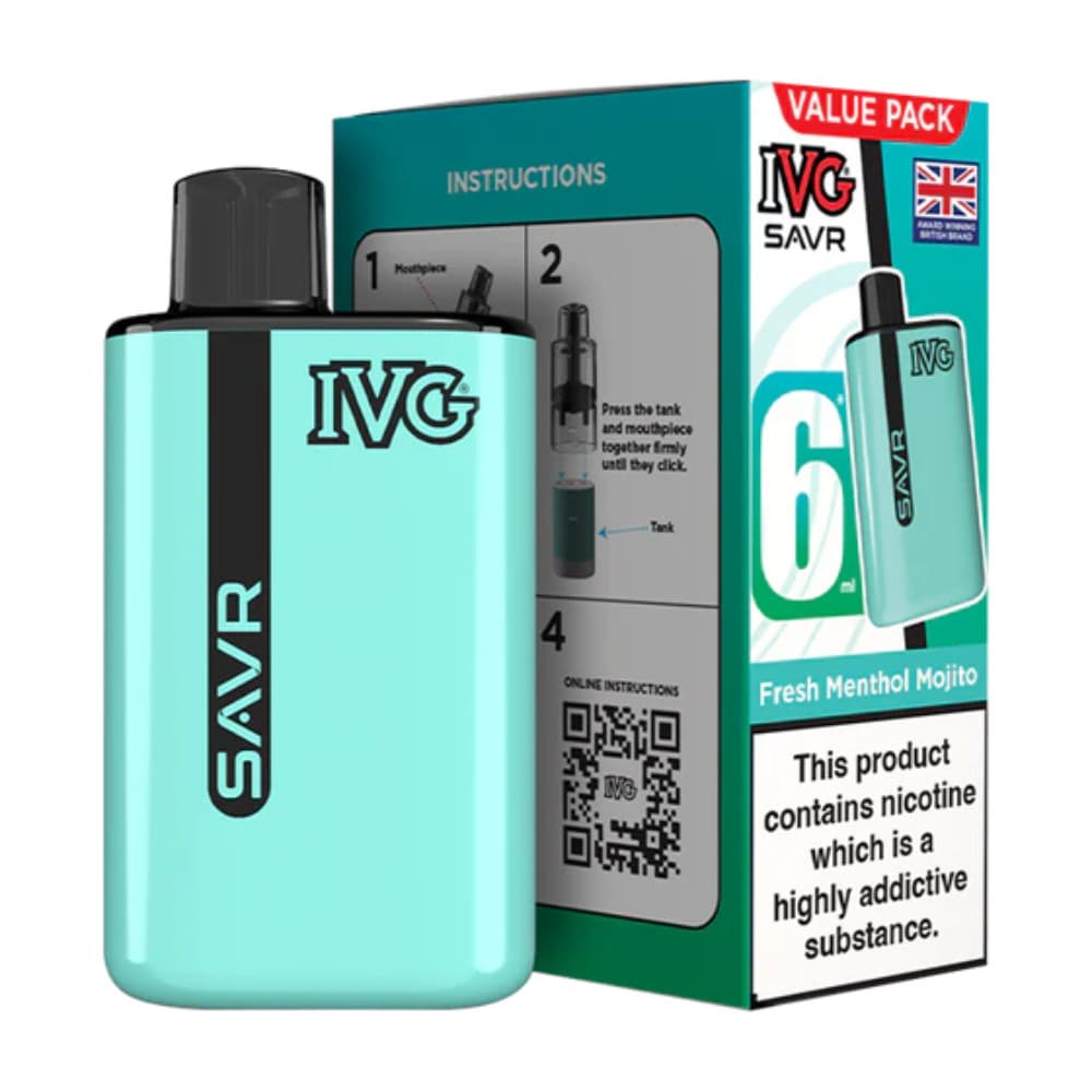  Fresh Menthol Mojito IVG Savr 3000 Vape Kit Box of 5