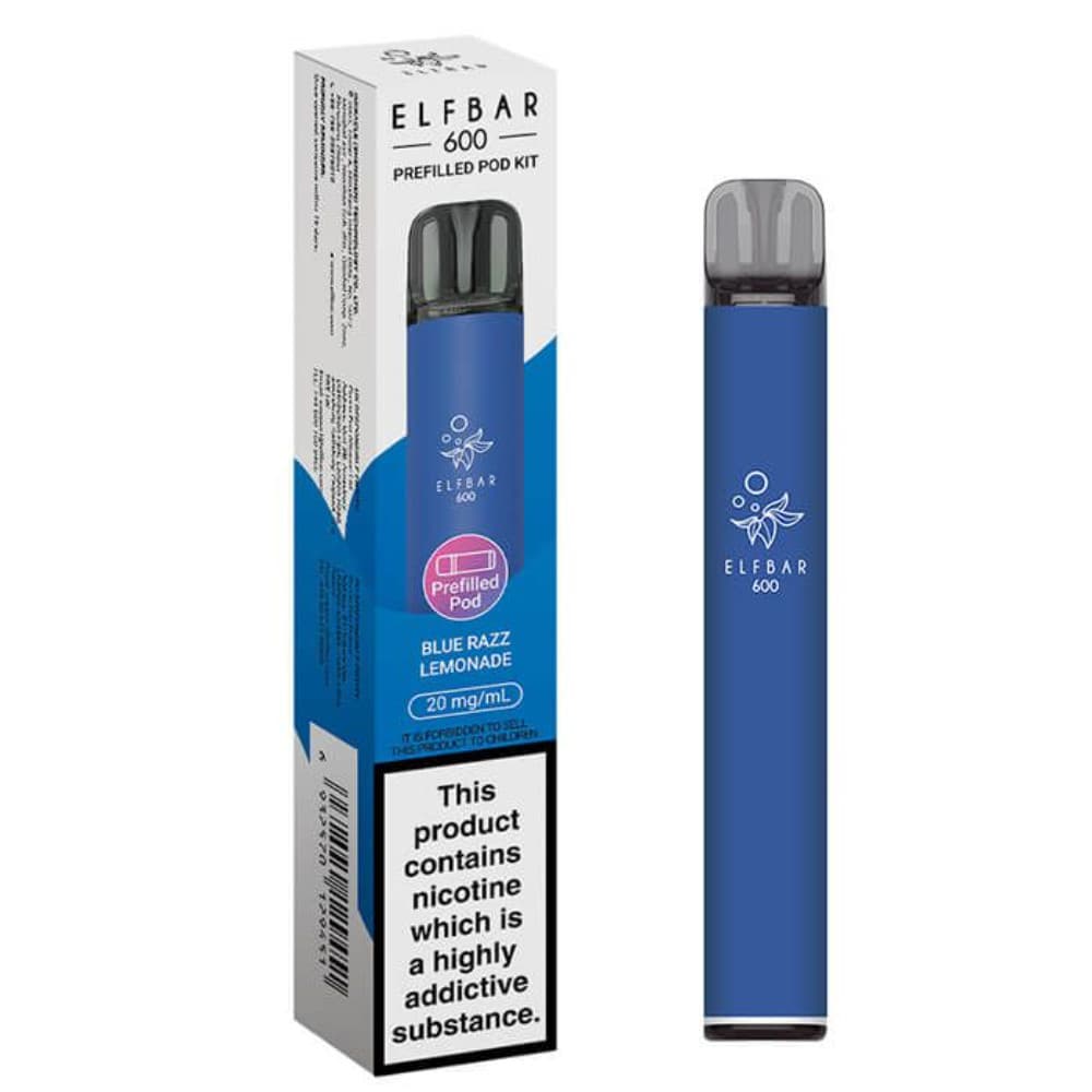  Blue Razz Lemonade Elf Bar 600 Prefilled Pod Kit Box of 10