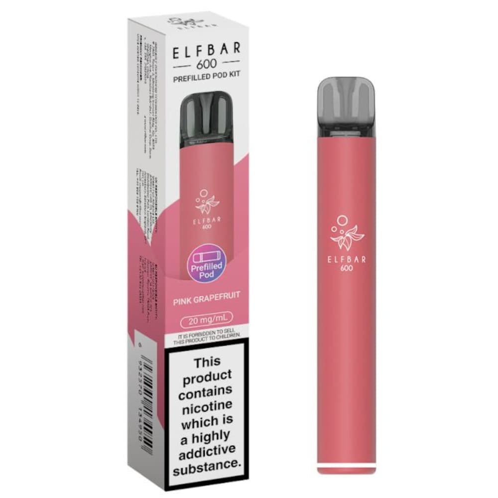  Pink Grapefruit Elf Bar 600 Prefilled Pod Kit Box of 10