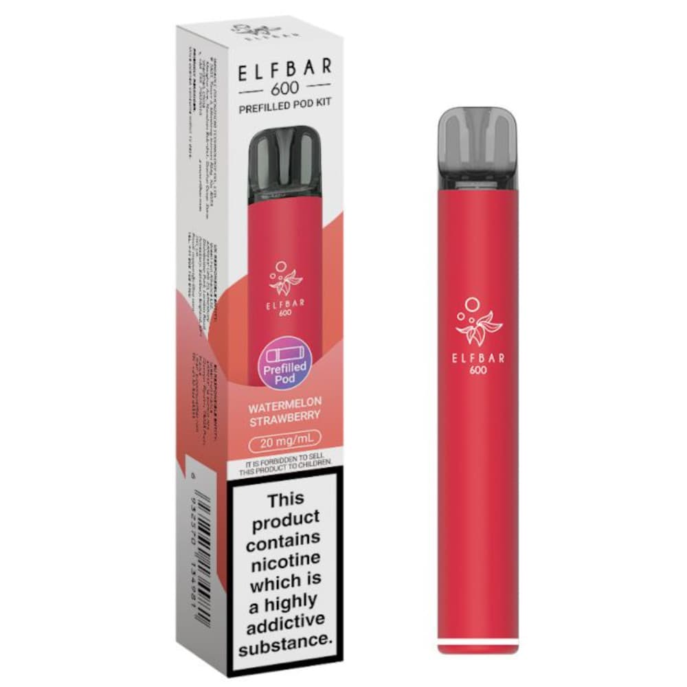  Watermelon Strawberry Elf Bar 600 Prefilled Pod Kit Box of 10