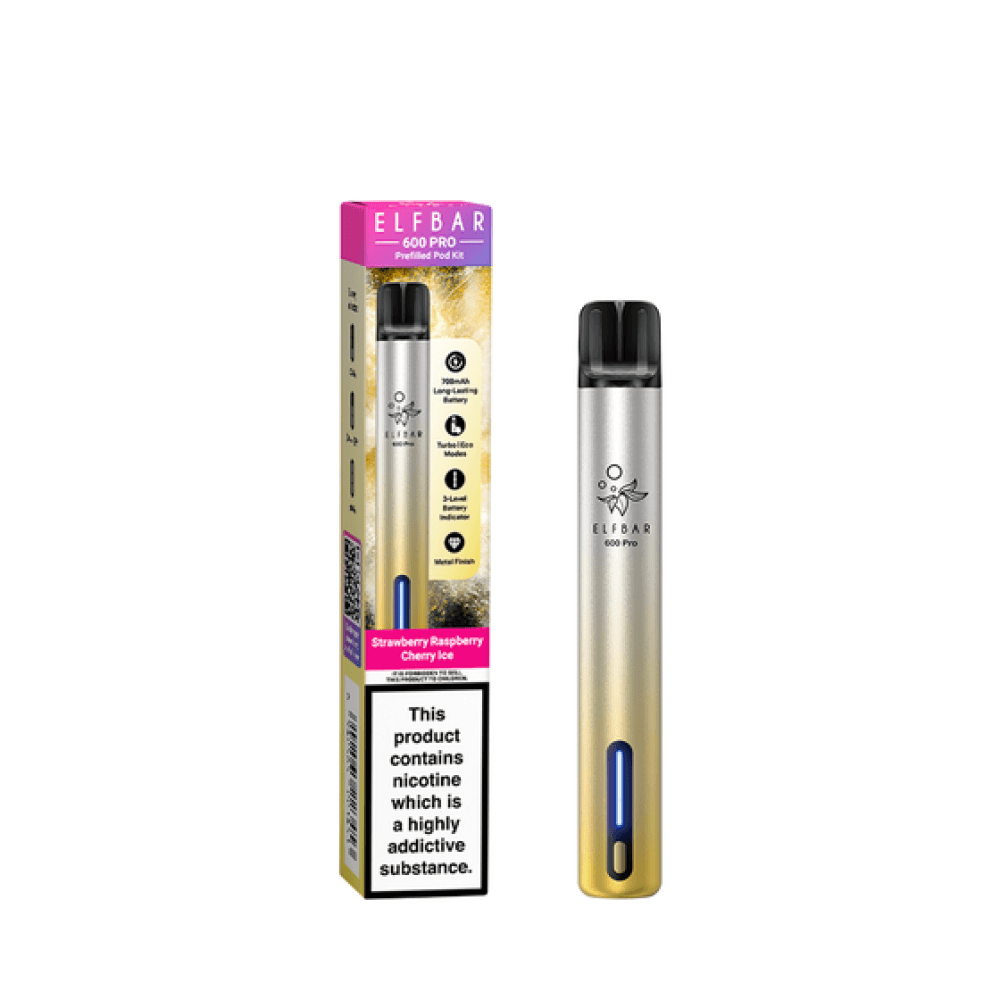  Strawberry Raspberry Cherry Ice Elf Bar 600 Pro Vape Pod Kit Box of 10