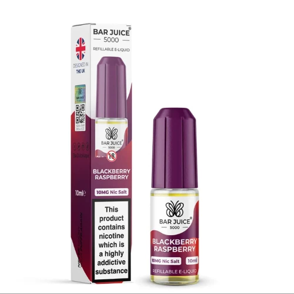  Blackberry Raspberry / 10mg Bar Juice 5000 Nic Salts E-Liquids 10ml Box of 10