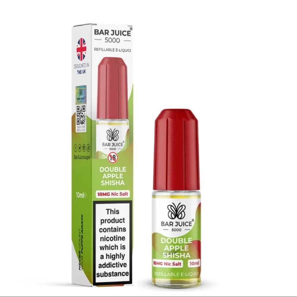  Double Apple Shisha / 20mg Bar Juice 5000 Nic Salts E-Liquids 10ml Box of 10