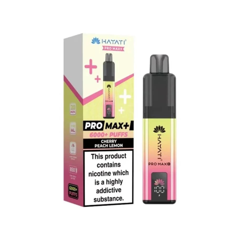  Cherry Peach Lemon Hayati Pro Max Plus 6000 Vape Kit Box of 5