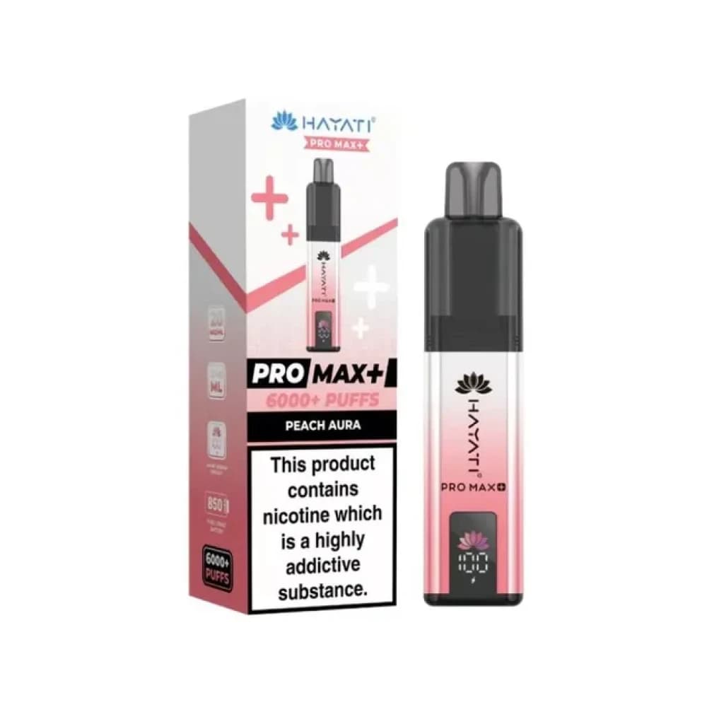  Peach Aura Hayati Pro Max Plus 6000 Vape Kit Box of 5