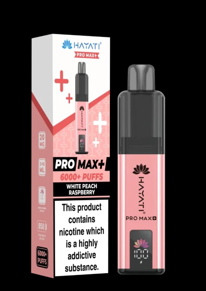  White Peach Raspberry Hayati Pro Max Plus 6000 Vape Kit Box of 5