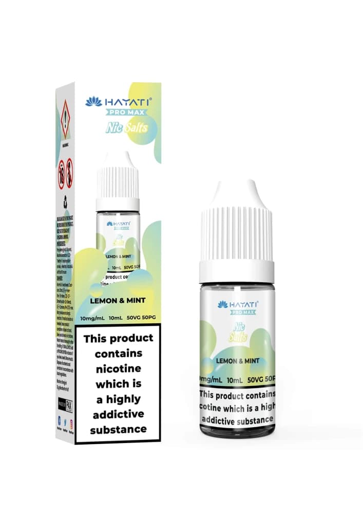  Lemon Mint / 10mg Hayati Pro Max Nic Salts E-Liquids 10ml Box of 10