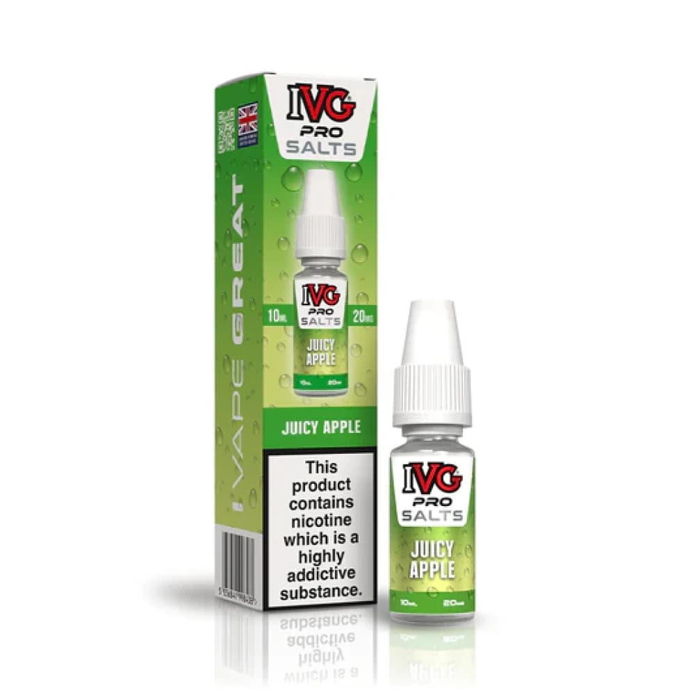  Juicy Apple / 10mg IVG Pro Salts Nic Salt 10ml E-Liquid Box of 10