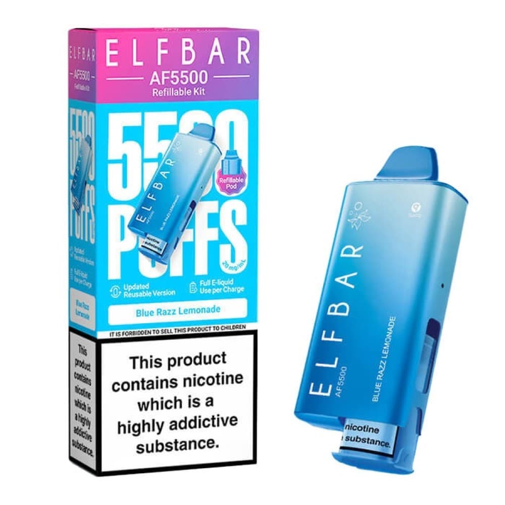  Blue Razz Lemonade Elf Bar AF5500 Prefilled Pod Kit Box of 5