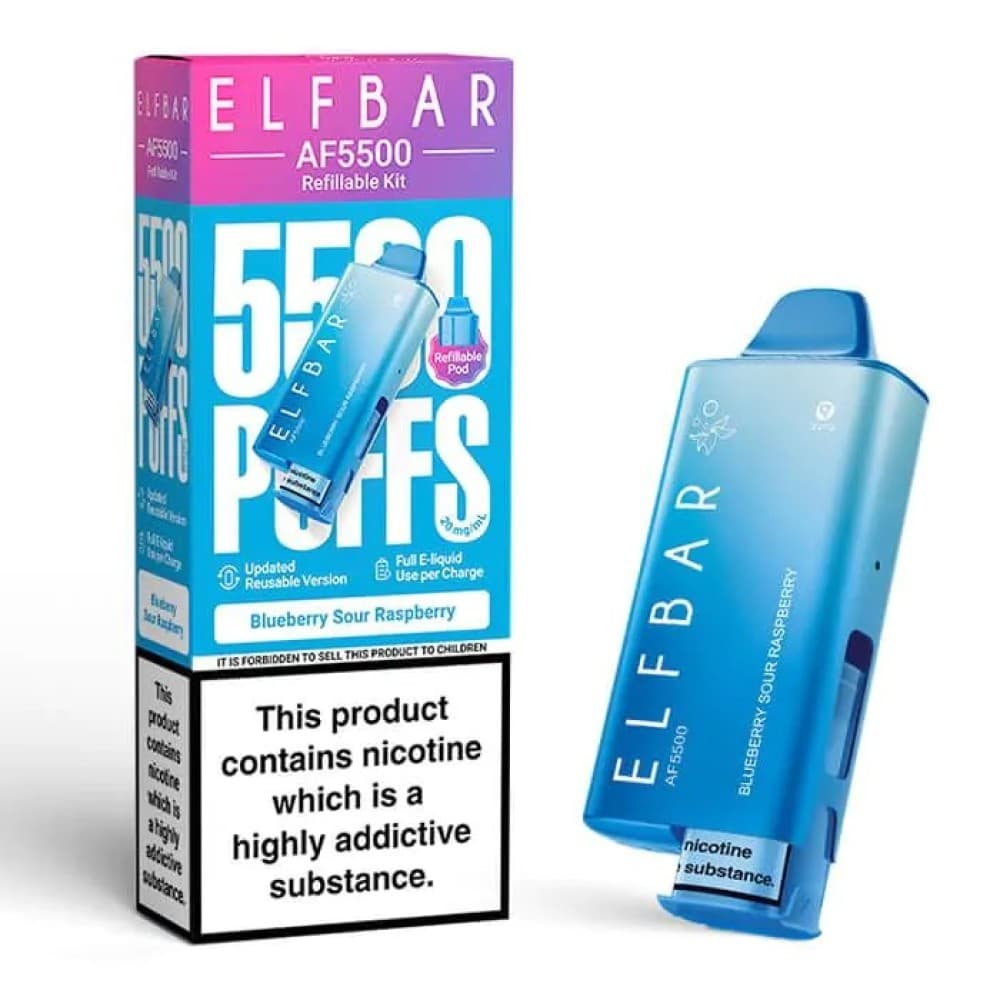  Blueberry Sour Raspberry Elf Bar AF5500 Prefilled Pod Kit Box of 5