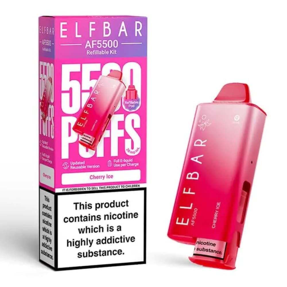  Cherry Ice Elf Bar AF5500 Prefilled Pod Kit Box of 5