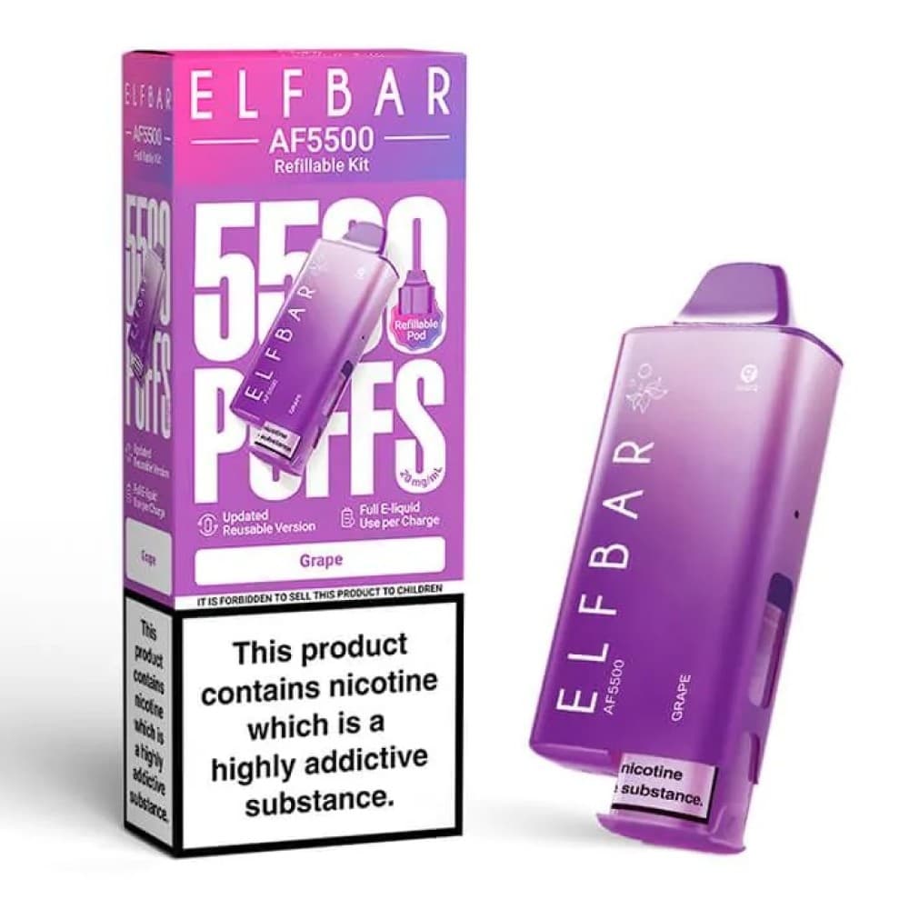  Grape Elf Bar AF5500 Prefilled Pod Kit Box of 5