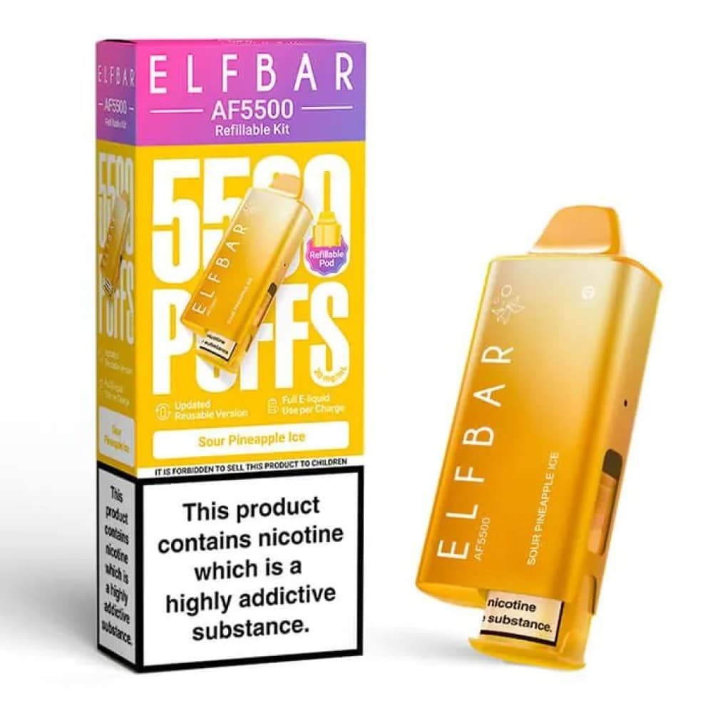  Sour Pineapple Ice Elf Bar AF5500 Prefilled Pod Kit Box of 5