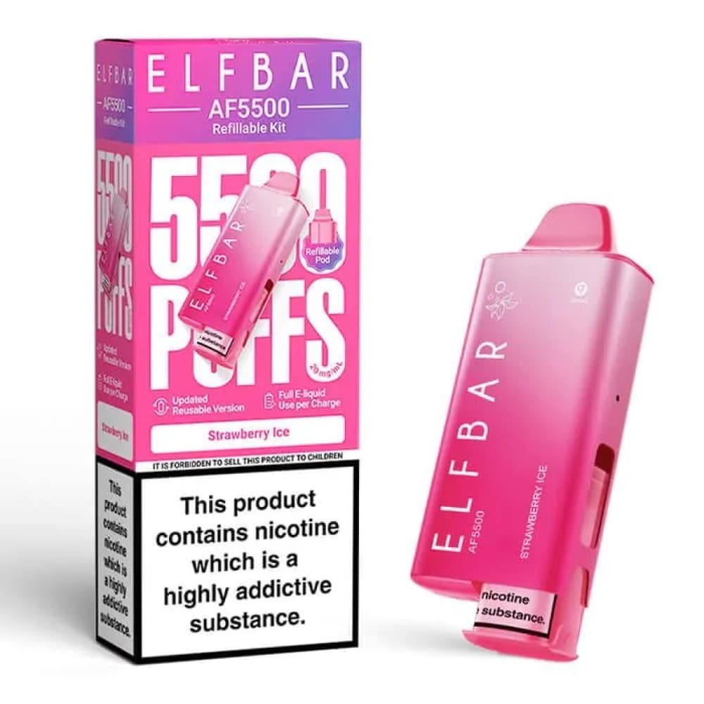  Strawberry Ice Elf Bar AF5500 Prefilled Pod Kit Box of 5