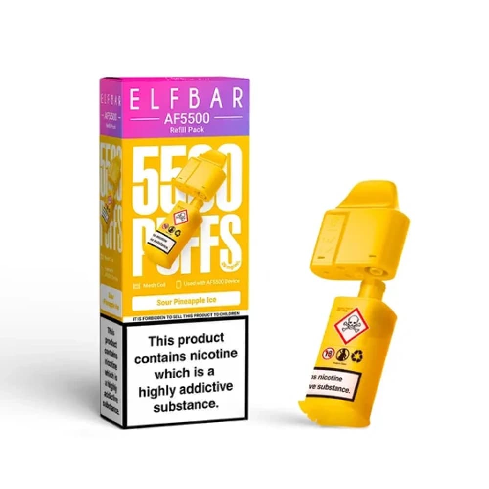  Sour Pineapple Ice Elf Bar AF5500 Prefilled Pods Box of 5